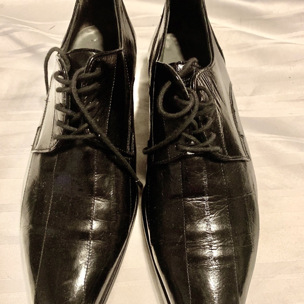 Authentic Eel Skin Versace Black Dress Shoes Men's 39.5 EU / US 6.5-7